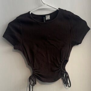 H&M Dark Brown Ribbed Crop Top